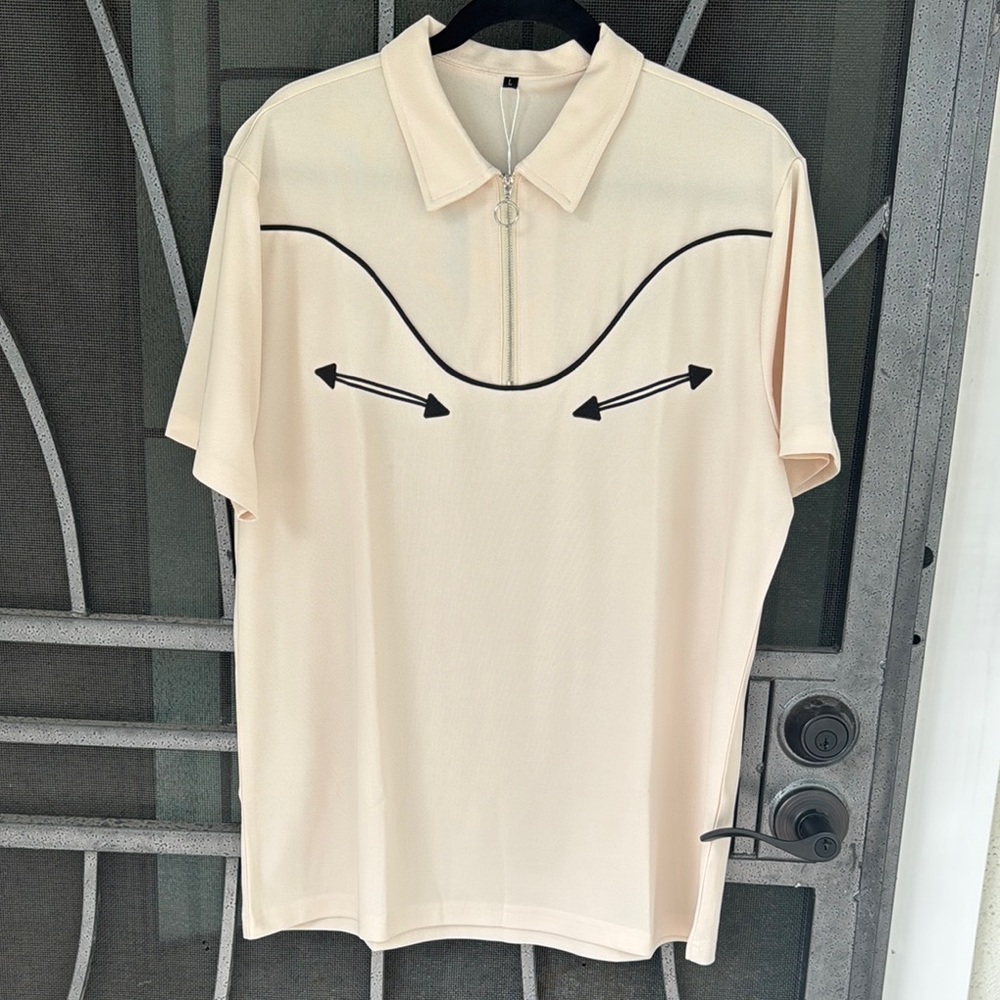 URRU Cream Polo Shirt with Black Accents